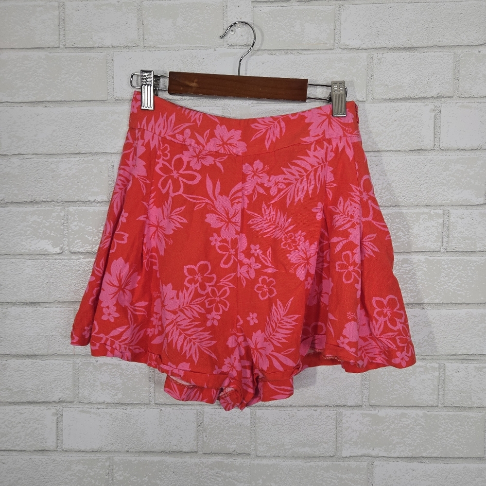 stradivarius linen blend floral shorts - Picture 3 of 12